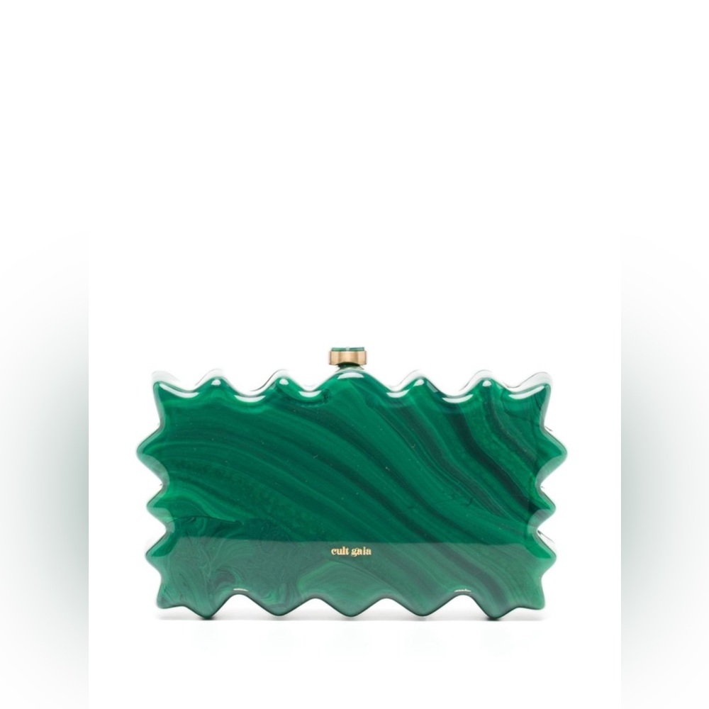 cult gaia Green Wave Resin Minaudière Clutch